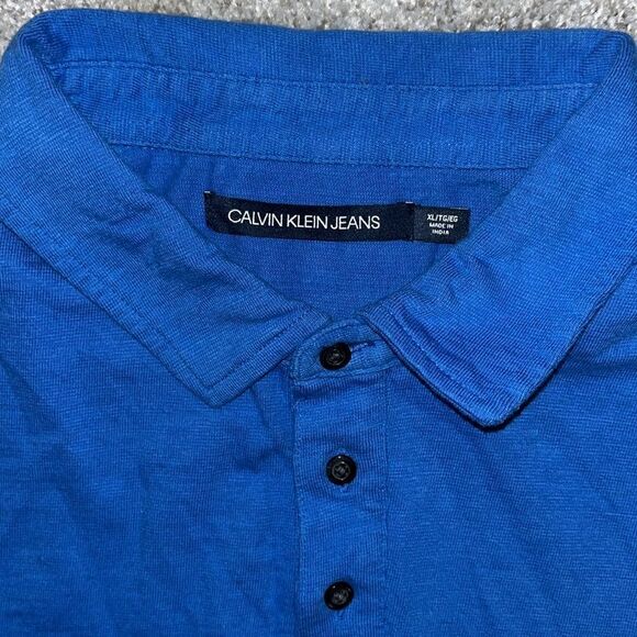 Royal Duke Blue Devils Color Stripe Calvin Klein Jeans LS Polo Rugby Shirt Retro - Picture 3 of 4